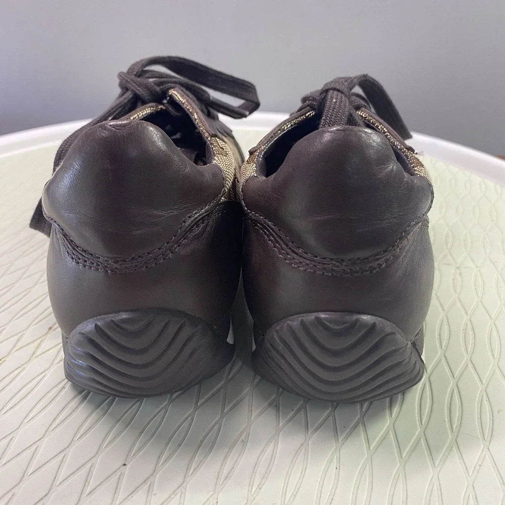 COACH‎ Farah Womens Casual Leather Shoes Nappa Sig C brown Khaki US Sz.6B EUC